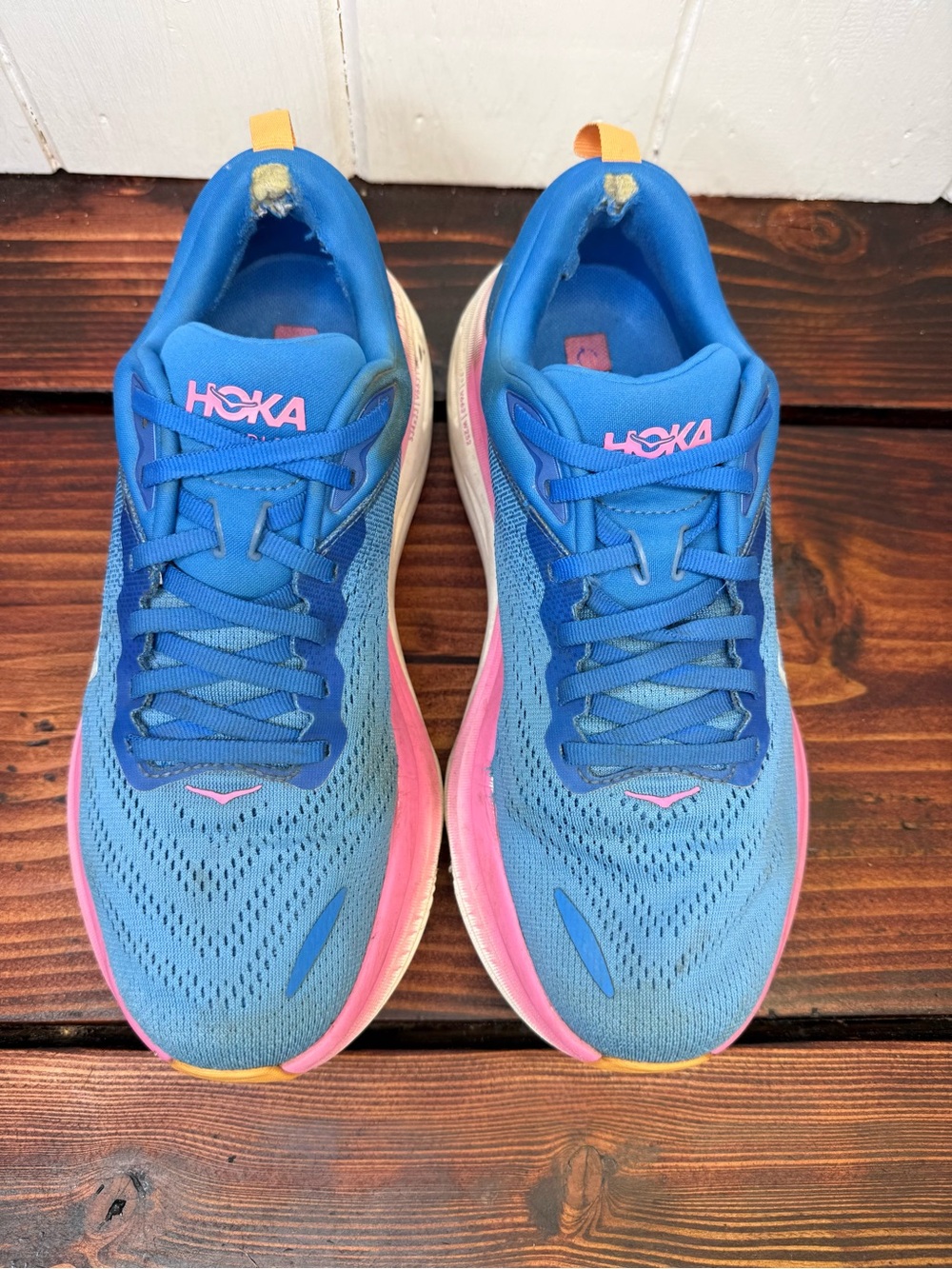 HOKA Bondi 8 Running Shoes Blue/Pink – Women’s Size 9 - Picture 6 of 10
